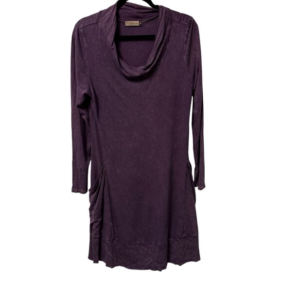 CHALET ET CECI DRESS COWL NECK LAGENLOOK BOHO HIPPIE SZ M PURPLE SLOUCHY POCKETS - Picture 1 of 7